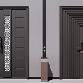 Modern Security Doors With Geometric Glass Panel And Vertical Stripe Design For Home Safety