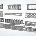 Various Decorative Fence Designs With Ornate Patterns And Architectural Details 3d model