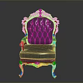 Luxury Black Leather Chair With Gold Ornate Accents And Button Tufted Back Design