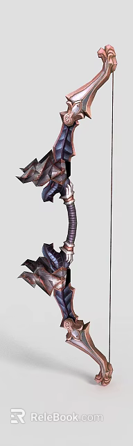 Mythical Metallic Weapon With Purple Accents Curved Handle And Spiked Edges 3d model 