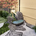Traditional Japanese Karesansui Garden Design With Rock Formations Moss And Wooden Deck