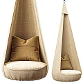 Brown and Beige Fabric Hammock Chair with Cozy Pillows for Indoor Use