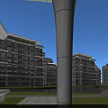 Red Brick Multi Story School Building With Large Windows Trees And Cars On Road