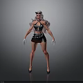 3D Character With Cat Ears Long Hair Black Outfit White Gloves And High Heels