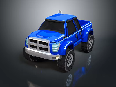 Rugged Off Road Terrain With Blue Toy Truck And Muddy Trails 3d model
