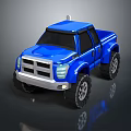 Rugged Off Road Terrain With Blue Toy Truck And Muddy Trails