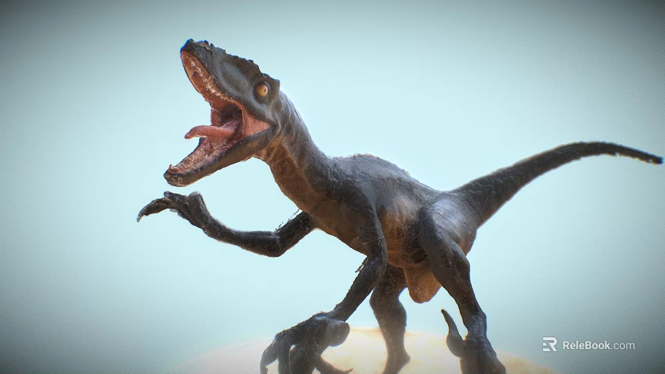 Game And Movie Dinosaur Character With Open Mouth Fierce Posture Sharp Teeth 3d model 