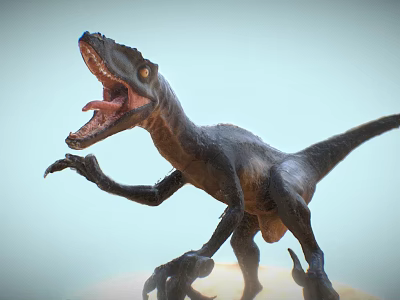 Game And Movie Dinosaur Character With Open Mouth Fierce Posture Sharp Teeth 3d model