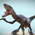 Game And Movie Dinosaur Character With Open Mouth Fierce Posture Sharp Teeth