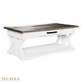 Modern Rustic Dining Table With Dark Wood Top White X Legs And Drawer