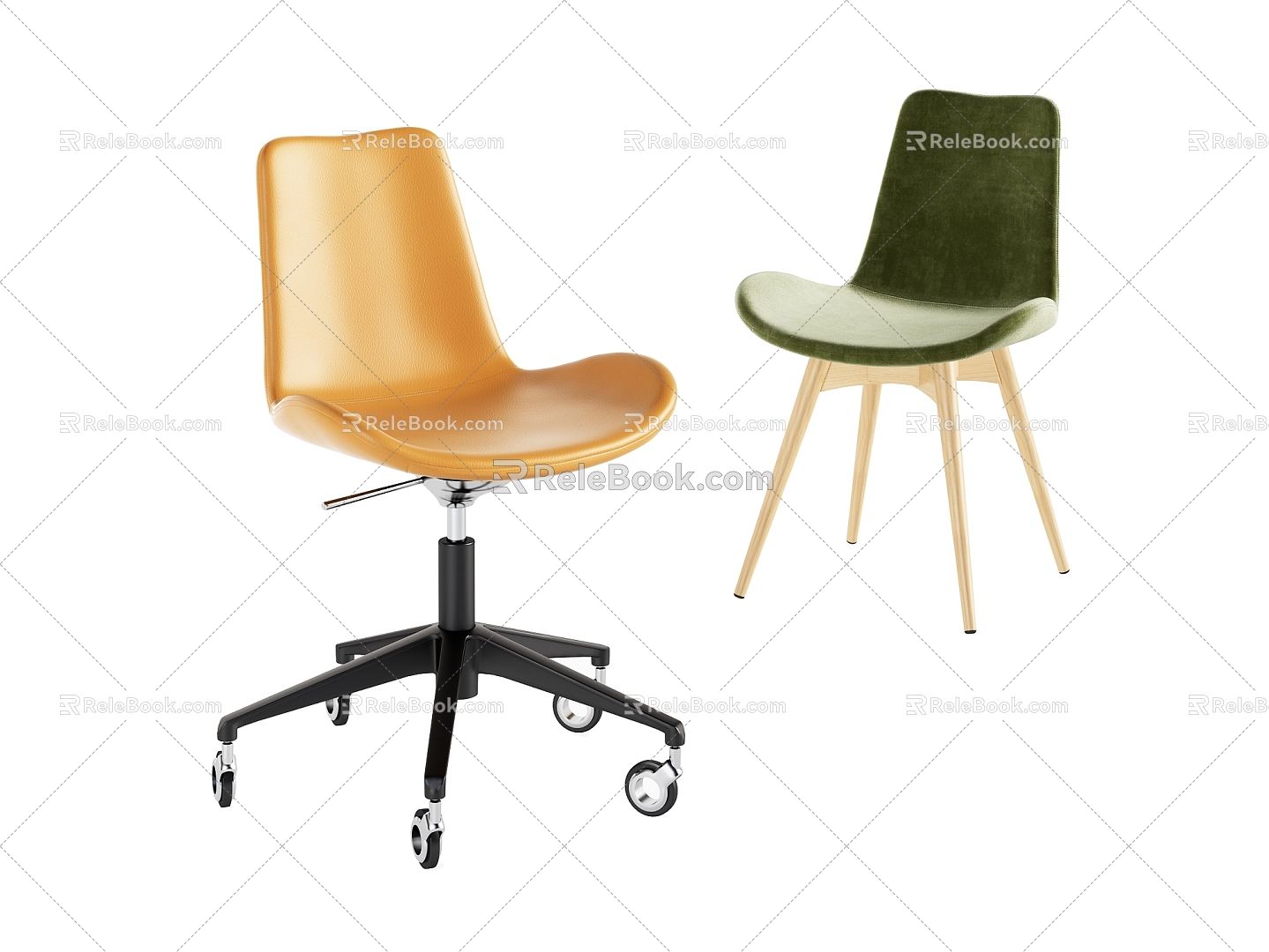 Simple and stylish atmospheric leather fabric dining chair combination 3d model