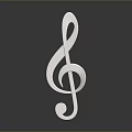 Silver Metallic G Clef Shaped Decorative Household Item With Shiny Surface