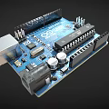 Detailed View of Computer Circuit Board with Electronic Components Chips and Connectors