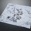Square White Terrain Surface With Dark Topographic Texture And Mountainous Features 3d model