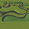 Natural Microtopography Landscape with Lush Trees Winding Paths and Green Lawns