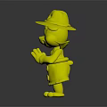 Cartoon Bear Character Wearing Blue Coat Hat Tie With Clasped Hands