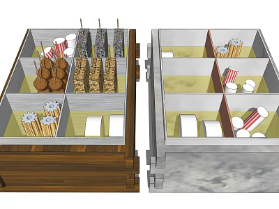 Commercial Food Display Equipment with Organized Compartments for Snacks and Paper Cups 3d model