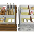 Commercial Food Display Equipment with Organized Compartments for Snacks and Paper Cups