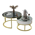 Modern Coffee Tables With Gold Frame Different Shapes And Decorative Elements 3d model
