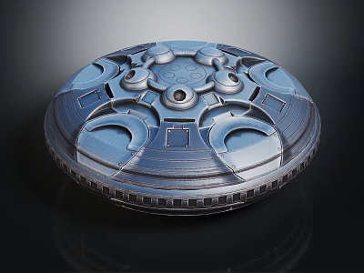 Intricate Cosmic Aerospace Craft Module With Circular Metallic Structure And Central Hub Design 3d model