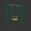 Green Metal Swing Set With Yellow Seat For Kids Outdoor Play Equipment