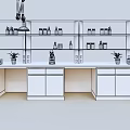 Laboratory Interior With Lab Bench Shelves Bottles Microscope Potted Plants And Colorful Test Tubes