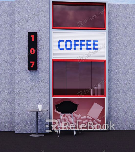 Modern Door Head Coffee Shop Facade model