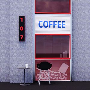 Modern Door Head Coffee Shop Facade 3d model