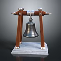 Architectural Bell Structure With Wooden Frame Metal Bell And Stone Base