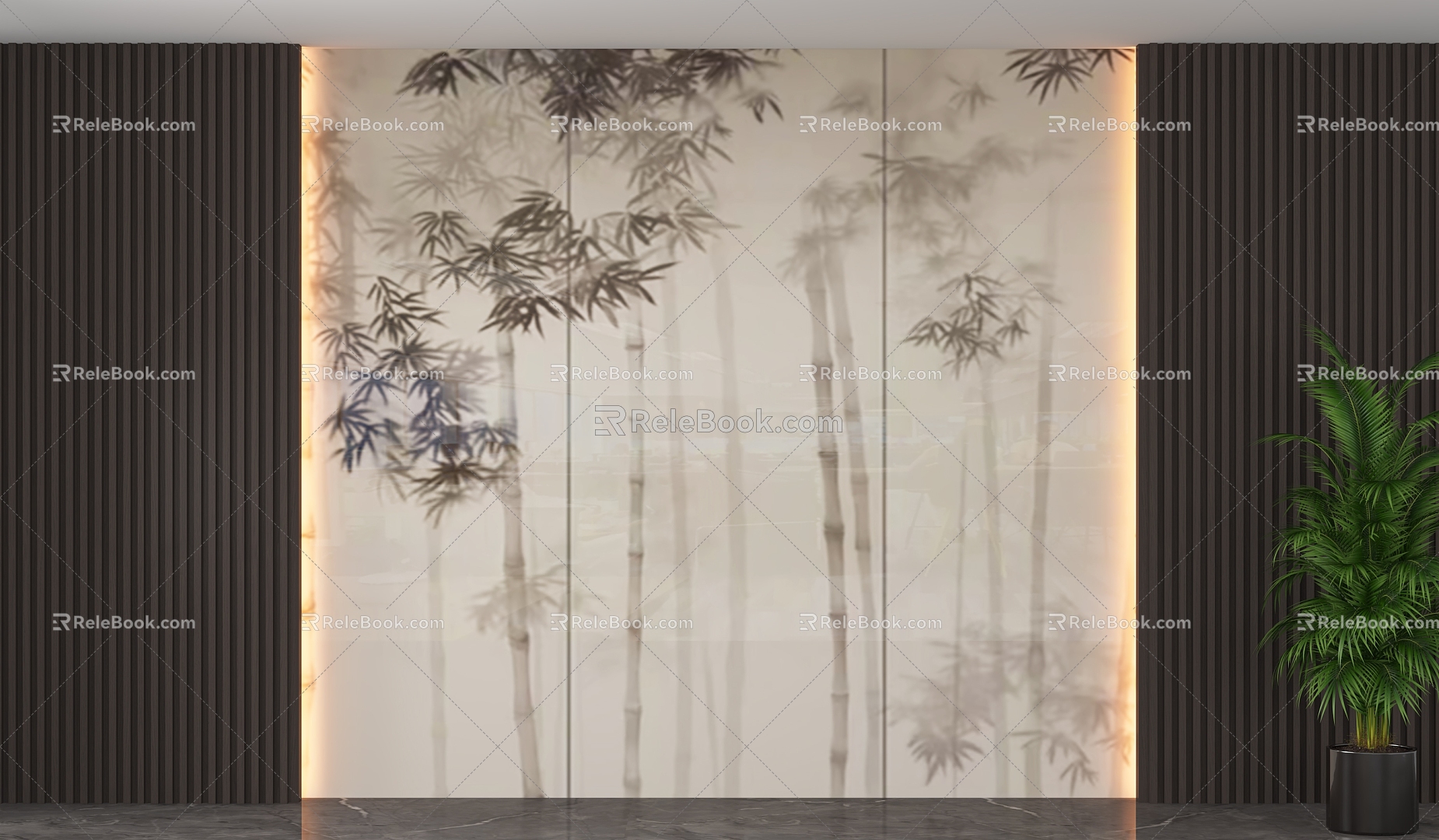 New Chinese background wall 3d model