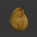 Ripe Yellow Pear With Brown Spots On Dark Background And Reflection