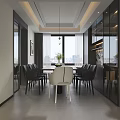 Modern Living And Dining Area Interior With Open Concept Large Windows City View Sofa Fireplace