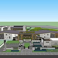 Modern Hotel Building With Entrance Courtyard Green Landscape And Surrounding Structures