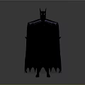 Batman Black Silhouette with Cape and Ears Standing on Gray Gradient Background