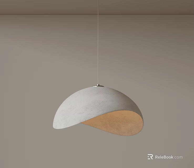 Modern Light Gray Hemispherical Pendant Light With Warm Glow Hanging Indoors 3d model