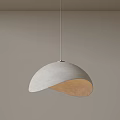 Modern Light Gray Hemispherical Pendant Light With Warm Glow Hanging Indoors 3d model