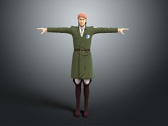 Modern Military Cartoon Military Cartoon Military Officer Military uniform 3d model