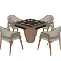 Quiet Mahjong Tables and Chairs 3d model