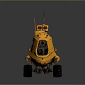 Yellow Robotic Exploration Rover With Large Wheels Top Antennas And Scientific Instruments