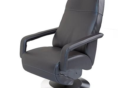 Modern Black Leather Leisure Chair With Armrests And Swivel Base Design 3d model