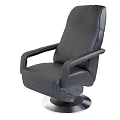 Modern Black Leather Leisure Chair With Armrests And Swivel Base Design