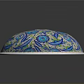 Decorative Household Lid With Blue Green Floral Patterns And White Trim