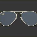 Ray Ban Sunglasses With Gold Frame Blue Lenses And Black Temples Reflective Surface