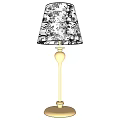 Elegant Table Lamp With Cream Floral Patterned Shade And Golden Stem Base