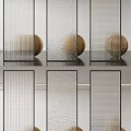 Modern Decorative Glass Room Dividers With Textured Patterns And Metal Frames