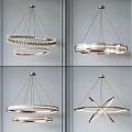 Modern Pendant Lights With Ring Shaped Metal Frames And Glass Details For Interior