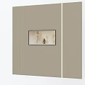 Minimalist Sofa Background Wall With Horizontal Decorative Painting And Vertical Lines