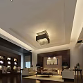Elegant Modern Hotel Public Lounge Interior With Comfortable Sofas Coffee Tables And Chandelier 3d model