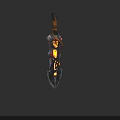 Flaming Warrior Weapon With Glowing Fiery Edges And Mythical Creature Elements
