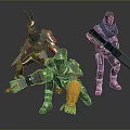 Game Movie Characters In Futuristic Armor With Dynamic Poses And Weapons